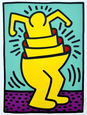 シルクスクリーン Haring - Untitled, Cup Man