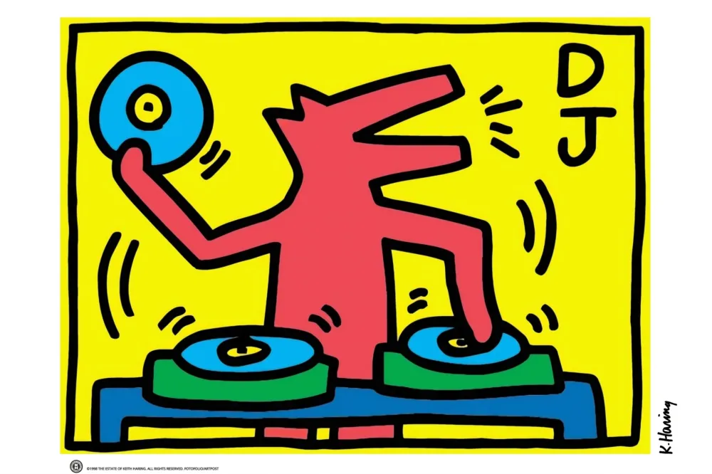 シルクスクリーン Haring - Untitled DJ