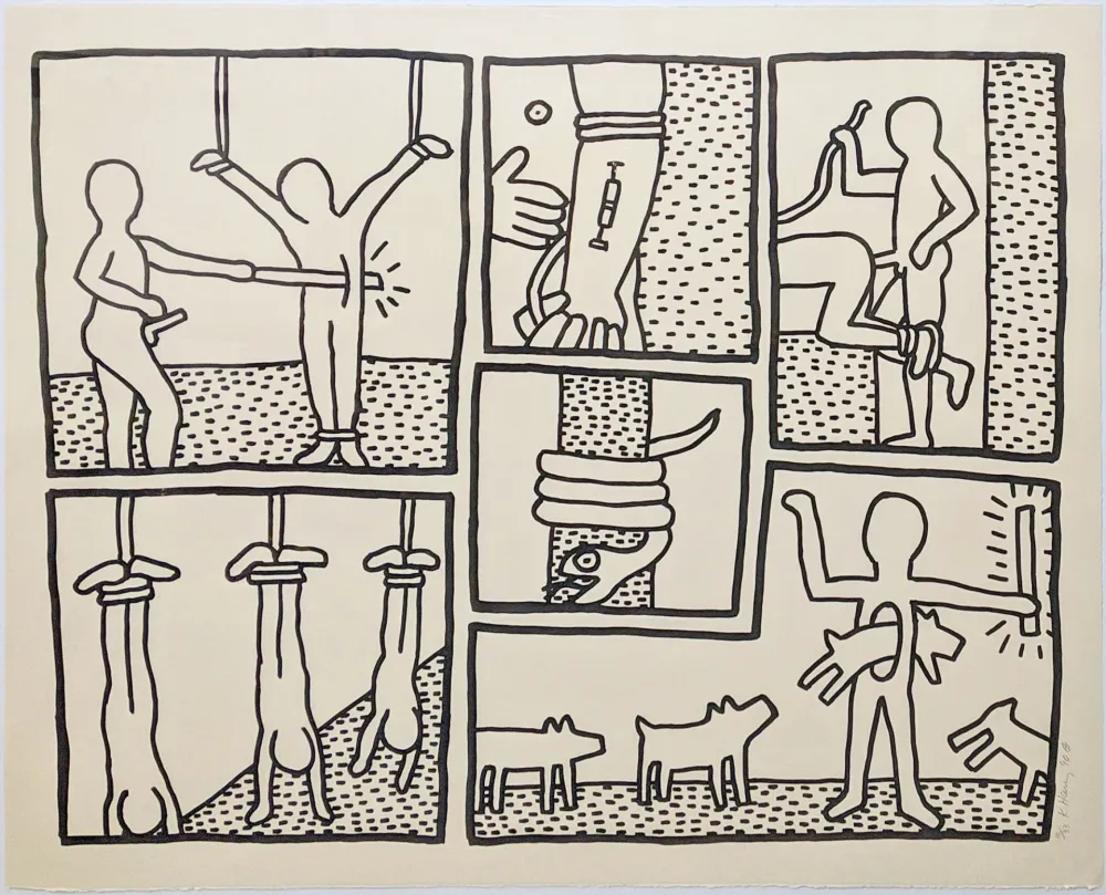 シルクスクリーン Haring - UNTITLED (FROM BLUEPRINT DRAWINGS)