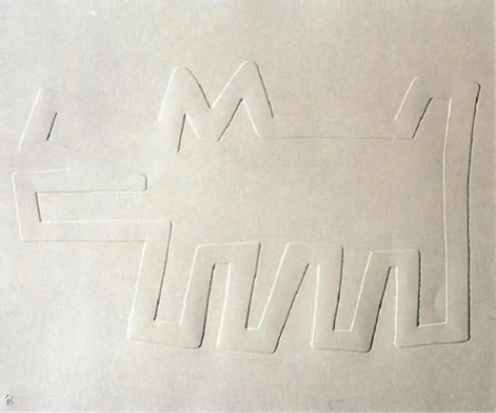 シルクスクリーン Haring - White Icons: Barking Dog