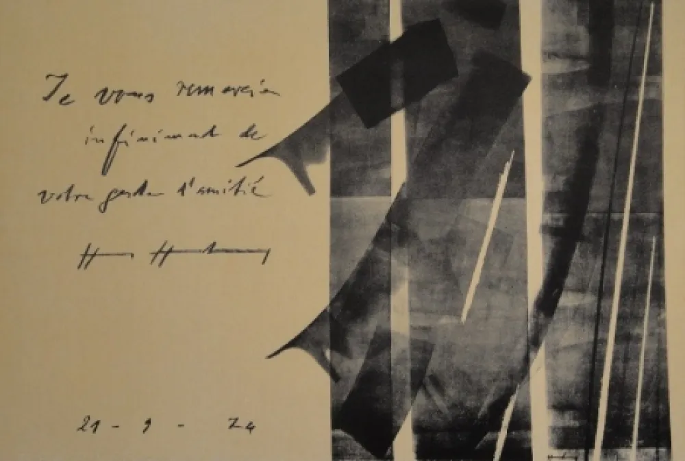 リトグラフ Hartung - E vous remercie infiniment de votre geste d’amitié