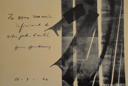 リトグラフ Hartung - E vous remercie infiniment de votre geste d’amitié