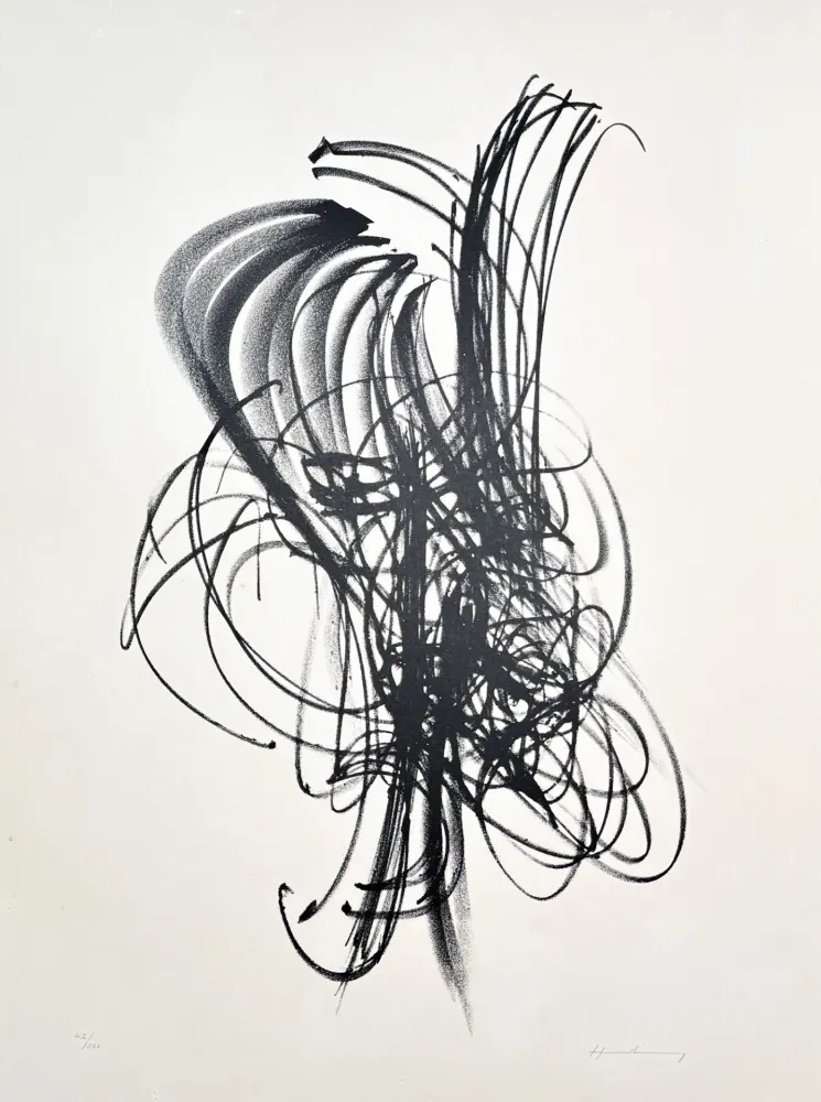 リトグラフ Hartung - Hans Hartung (1904–1989) – L 38 – Lithograph on BFK Rives vellum paper – 1958