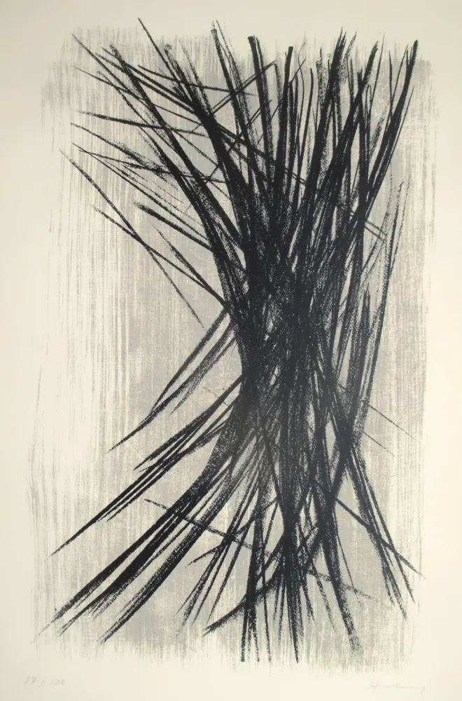 リトグラフ Hartung - L 10, Schwarz, Grau