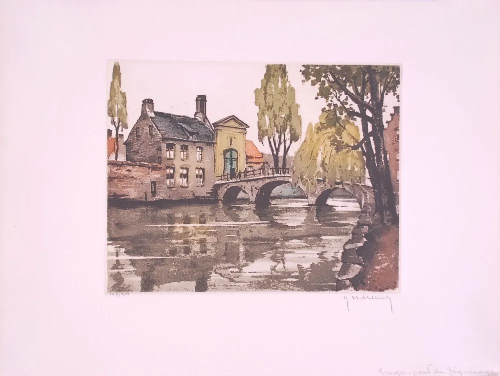 エッチング Hebbelinck - Bruges : Pont du Béguinage.