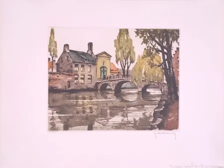 エッチング Hebbelinck - Bruges : Pont du Béguinage.