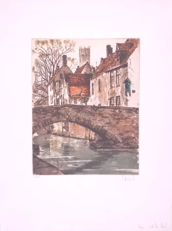 エッチング Hebbelinck - Bruges : Pont du cheval