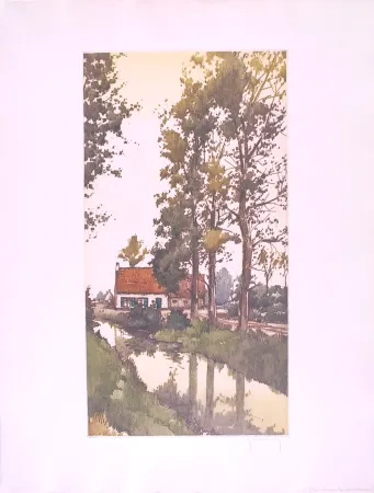 エッチング Hebbelinck - Reflet dans le ruisseau