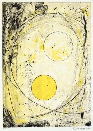 リトグラフ Hepworth - Composition in black and Yellow