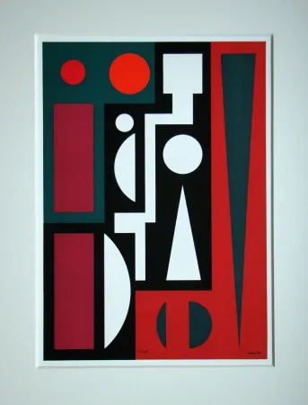 シルクスクリーン Herbin - Composition sur le mot Cinq, 1954