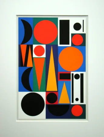 シルクスクリーン Herbin - Composition sur le mot Ri, 1950