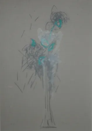 リトグラフ Hernandez Pijuan - Bouquet sur carton