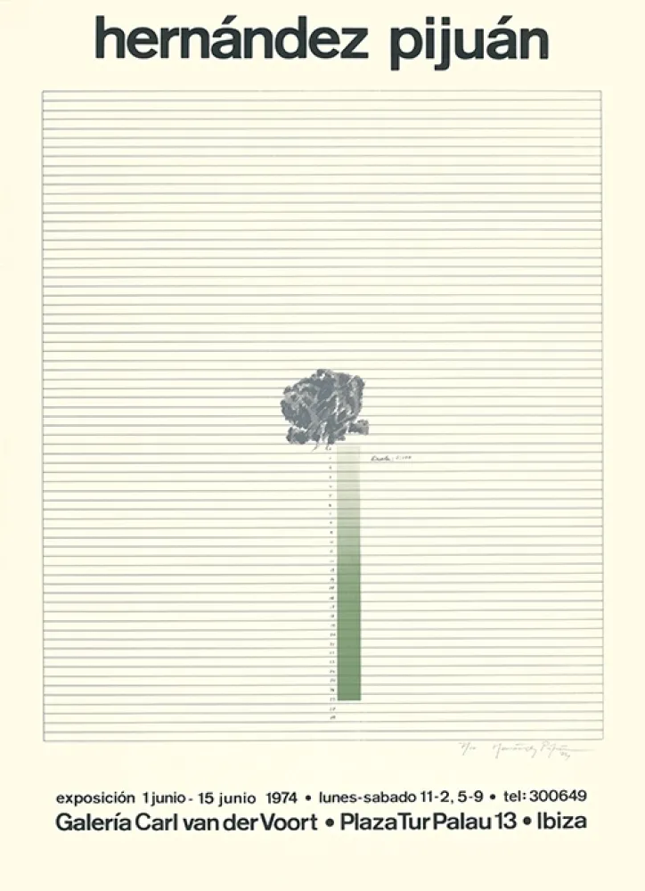 シルクスクリーン Hernandez Pijuan - Cartel de la exposición Galería Carl van der Voort, Ibiza