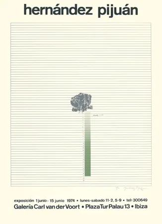 シルクスクリーン Hernandez Pijuan - Cartel de la exposición Galería Carl van der Voort, Ibiza