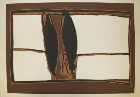 リノリウム彫版 Hernandez Pijuan - Des de la finestra I (From the Window I)