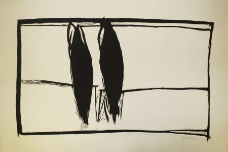 リノリウム彫版 Hernandez Pijuan - Des de la finestra II (From the Window II)