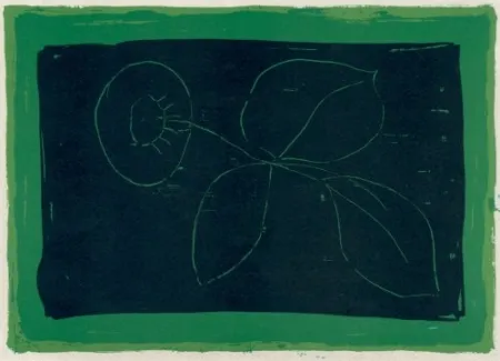 リトグラフ Hernandez Pijuan - Flor sobre negre / Flower on Black