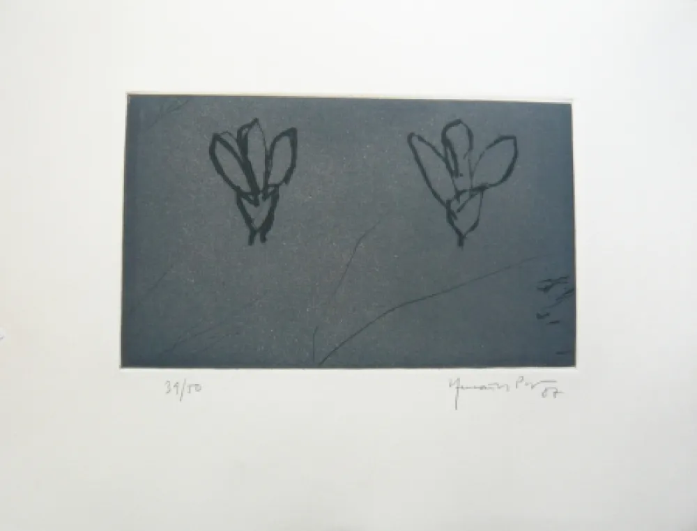 多数の Hernandez Pijuan - Flors sobre gris