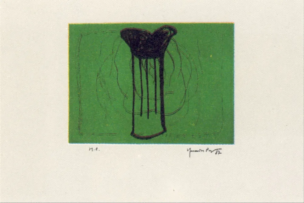 多数の Hernandez Pijuan - Gerro i flor sobre verd