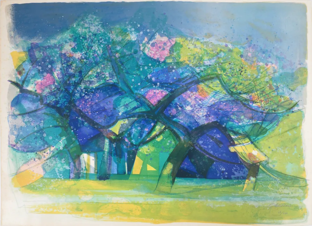 リトグラフ Hilaire - Normandie, les pommiers en fleur