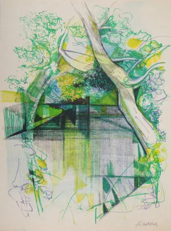 リトグラフ Hilaire - Printemps en Alsace (la Moder près de Haguenau)