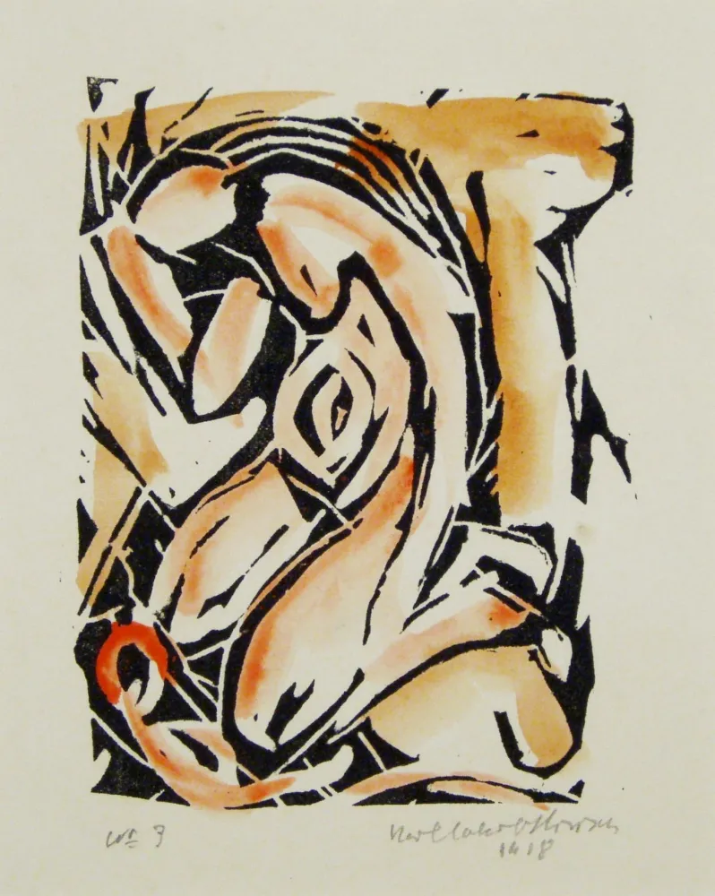 木版 Hirsch - Madonna