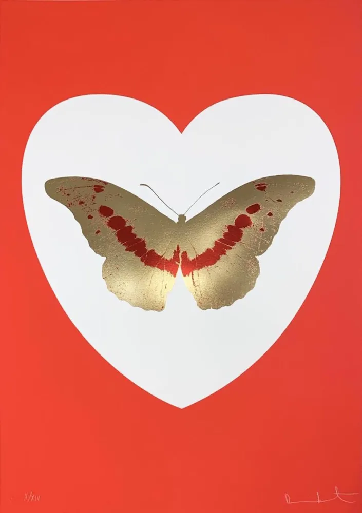 シルクスクリーン Hirst - I Love You - White/ Red/ Cool Gold/ Poppy Red