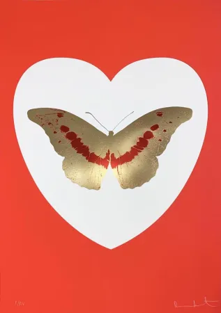 シルクスクリーン Hirst - I Love You - White/ Red/ Cool Gold/ Poppy Red
