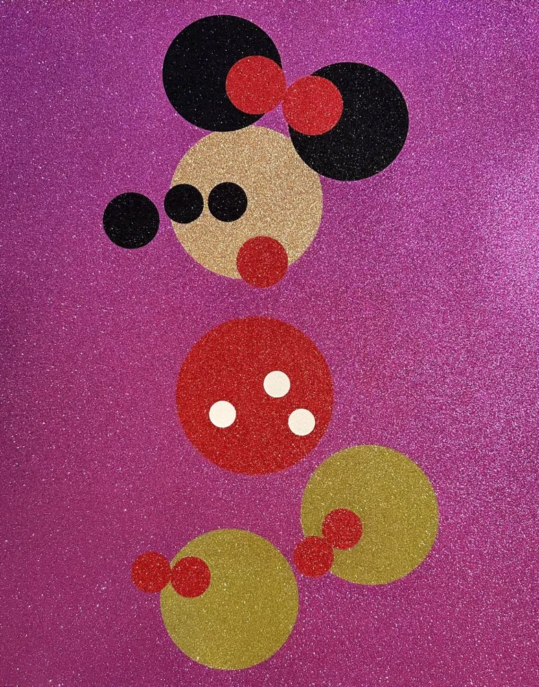 シルクスクリーン Hirst - Minnie (Pink Glitter)
