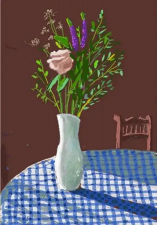 多数の Hockney - 4th February 2021, Flowers in a White Vase with Chair