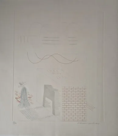 彫版 Hockney - Buzzing of the Blue Guitar