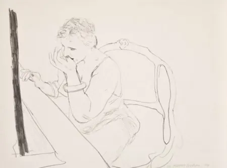 リトグラフ Hockney - Celia Adjusting Her Eyelash