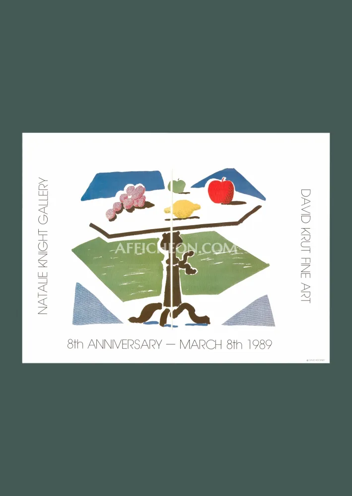 リトグラフ Hockney - David Hockney: 'Apple, Grapes, Lemon on a Table' 1989 Offset-lithograph