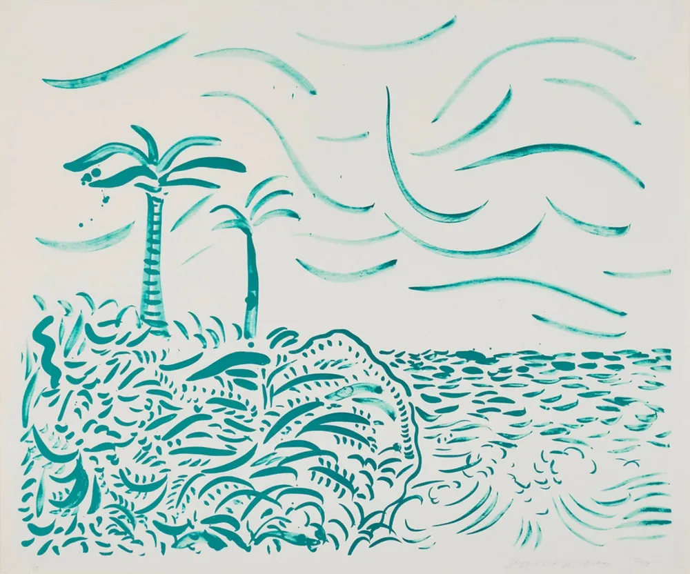 リトグラフ Hockney - Green Bora Bora