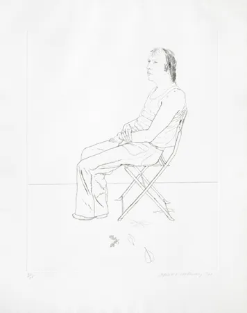 彫版 Hockney - Mo with Five Leaves