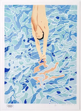 リトグラフ Hockney - Munich Olympics, Swimmer