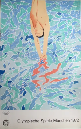 リトグラフ Hockney - OL 1972 - The swimmer - Original colour lithograph