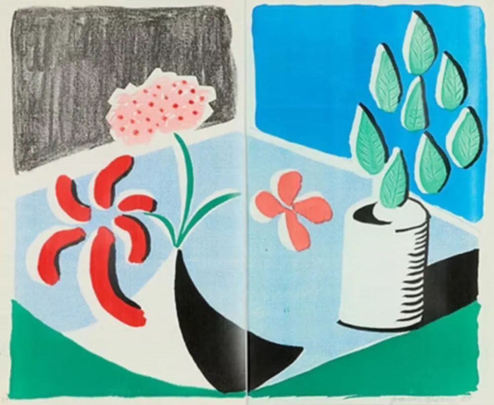 多数の Hockney - Red Flowers and Green Leaves, Separate, May
