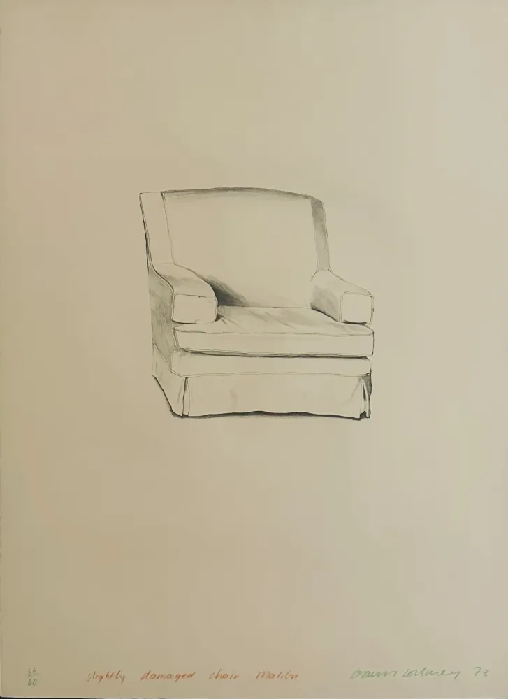 リトグラフ Hockney - Slightly damaged chair, Malibu