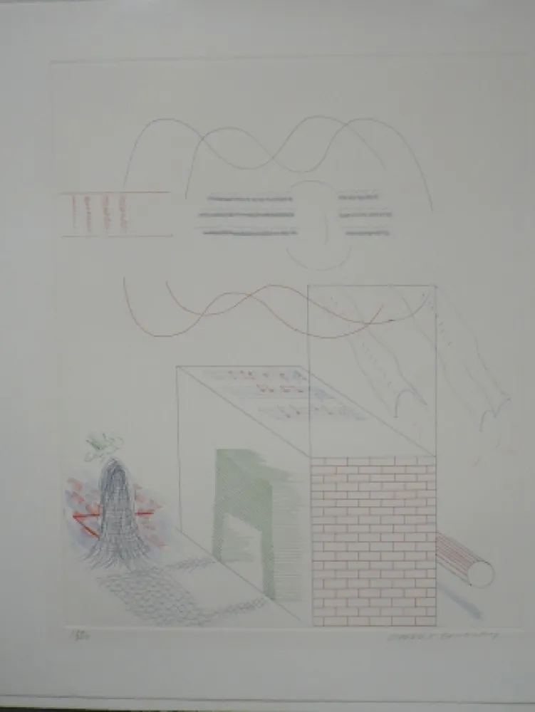 エッチング Hockney - The buzzing of the blue guitar (from the blue guitar)