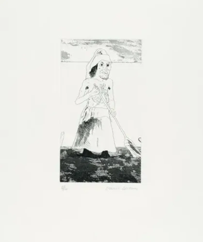 彫版 Hockney - The enchantress in her garden(1969)