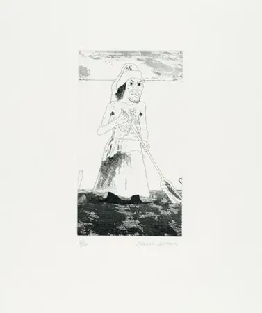 彫版 Hockney - The enchantress in her garden(1969)