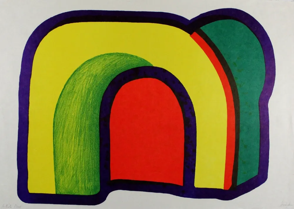 リトグラフ Hodgkin - Composition with Red