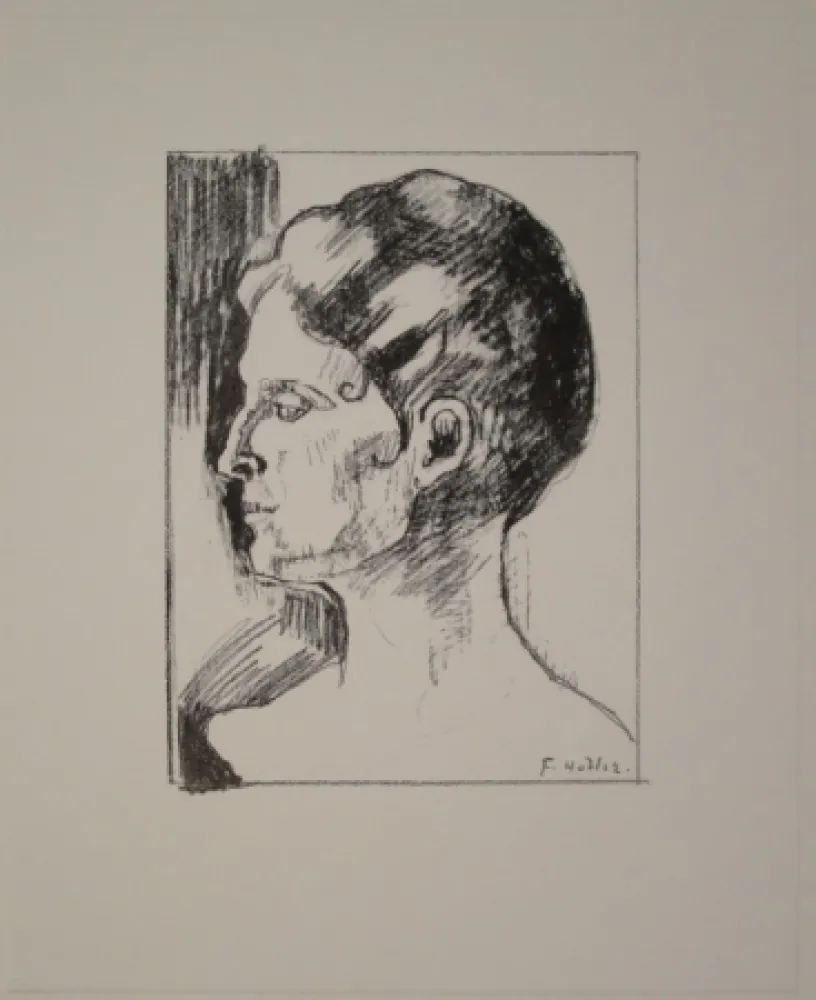 リトグラフ Hodler - Profilbildnis von Frau Hodler.
