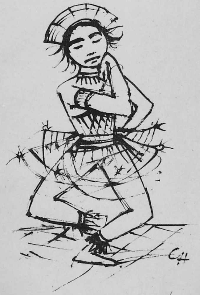 リトグラフ Hofer - Javanische-Tänzerin