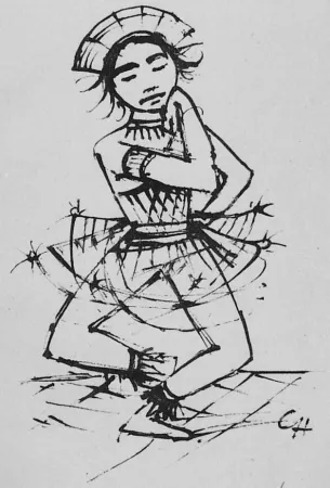 リトグラフ Hofer - Javanische-Tänzerin