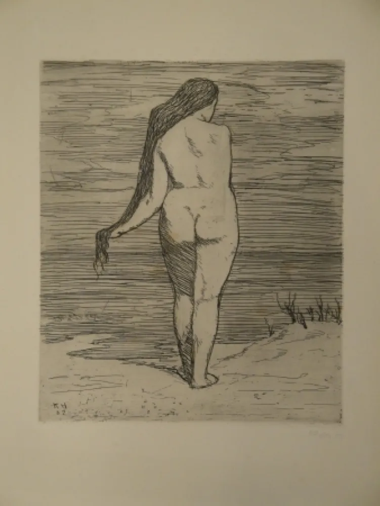 エッチング Hofer - Stehendes Weib am Meer