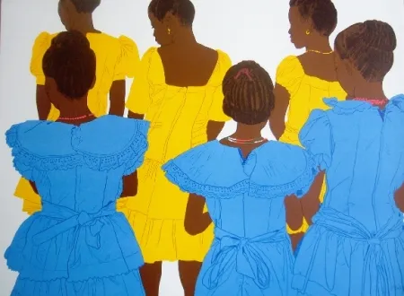 リトグラフ Hoyos -  I tan bae pa pruceccion di San Basilio -1 