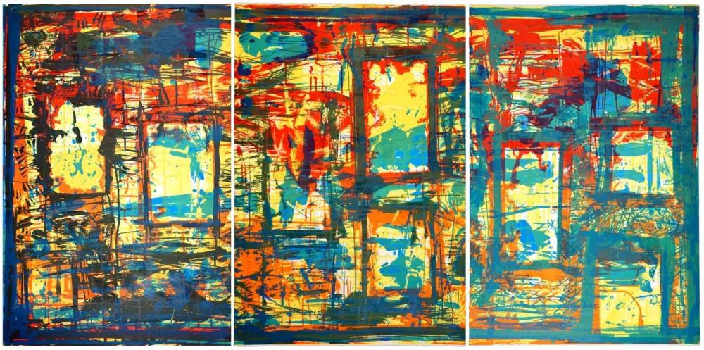 リトグラフ Huftier - Fenêtre en Rajasthan