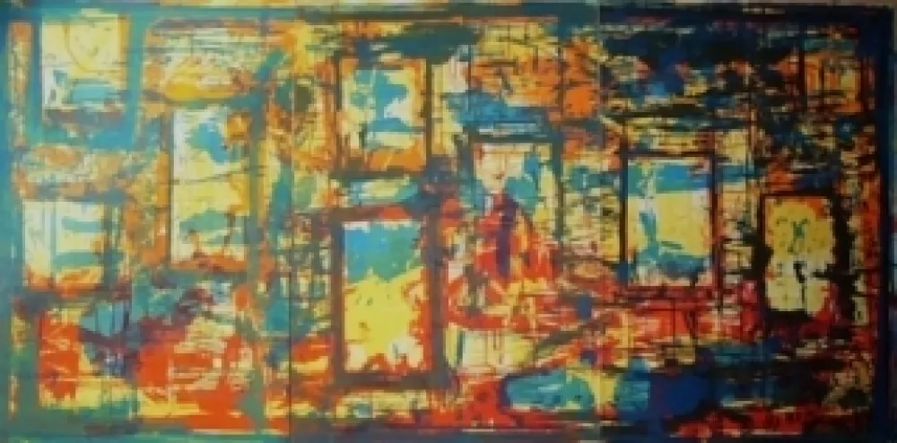 リトグラフ Huftier - Fenêtre en Rajasthan